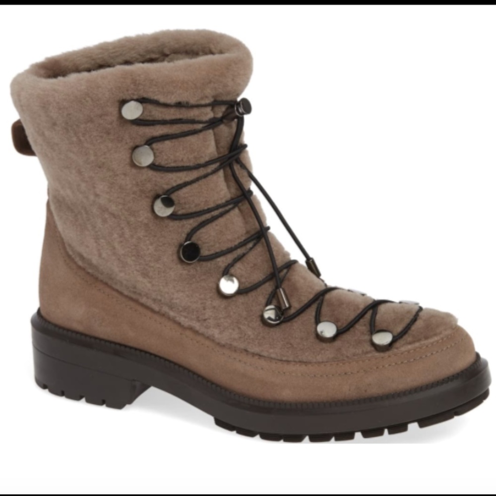 NEW $650 AQUATALIA LORENA GENUINE SHEARLING FUR LUXURY BOOT TAUPE 6